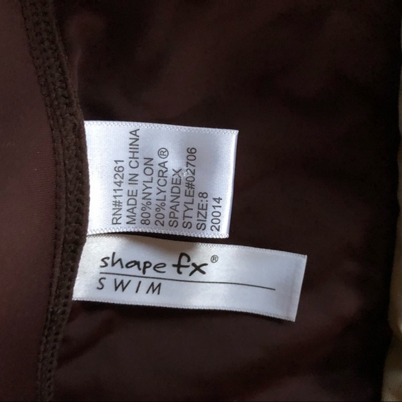 Shape Fx Swim Boho Beaded Trimmed Nylon Lycra Size 8 in EUC Brown - Picture 3 of 3